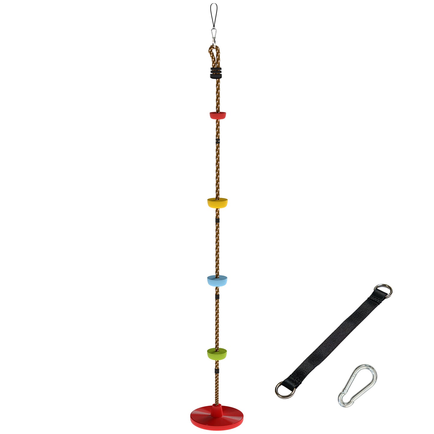 AIYAPLAY Climbing Rope, Kids Tree Swing Kit with Platforms and Disc Swings Seat, Obstacle Course Kids for Garden, Red