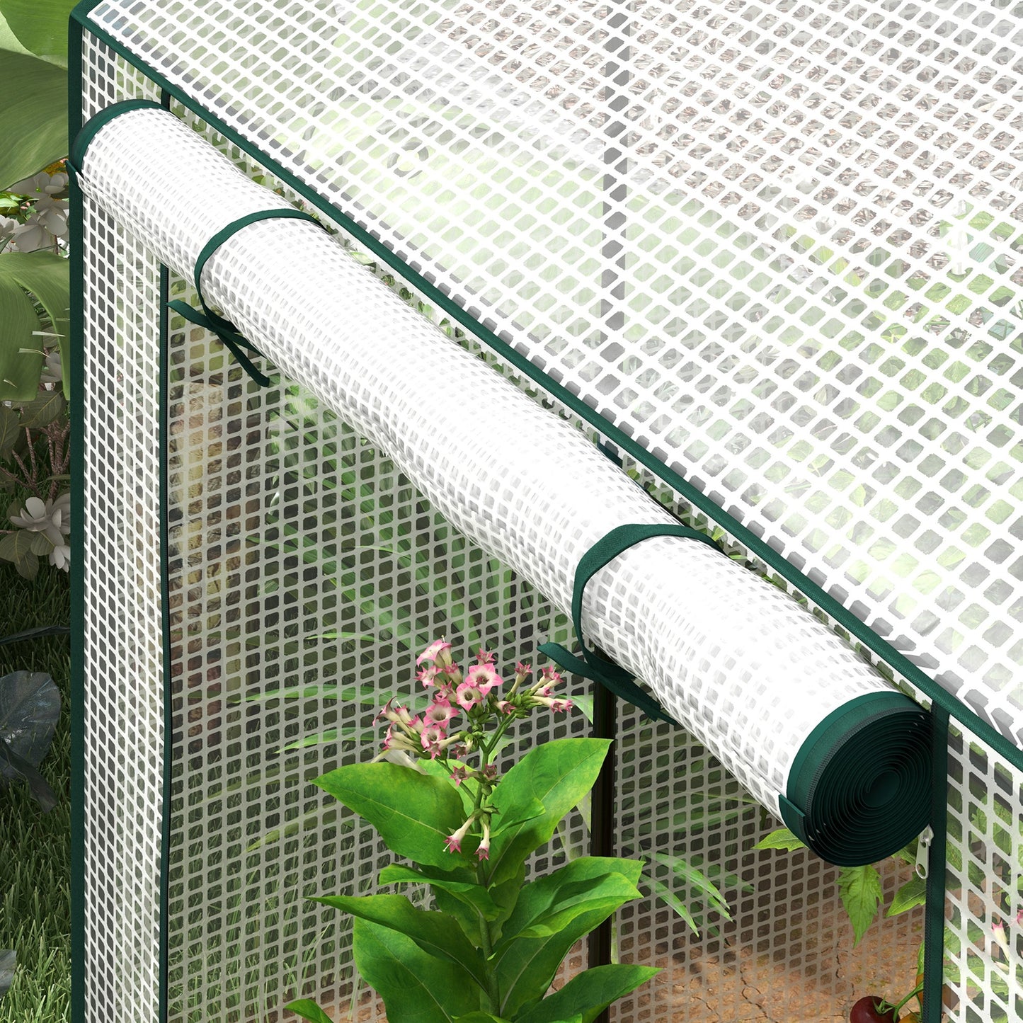 Outsunny Green House, Mini Greenhouse with 2 Roll-up Doors, Vent Holes and Reinforced Cover, 100 x 80 x 150cm