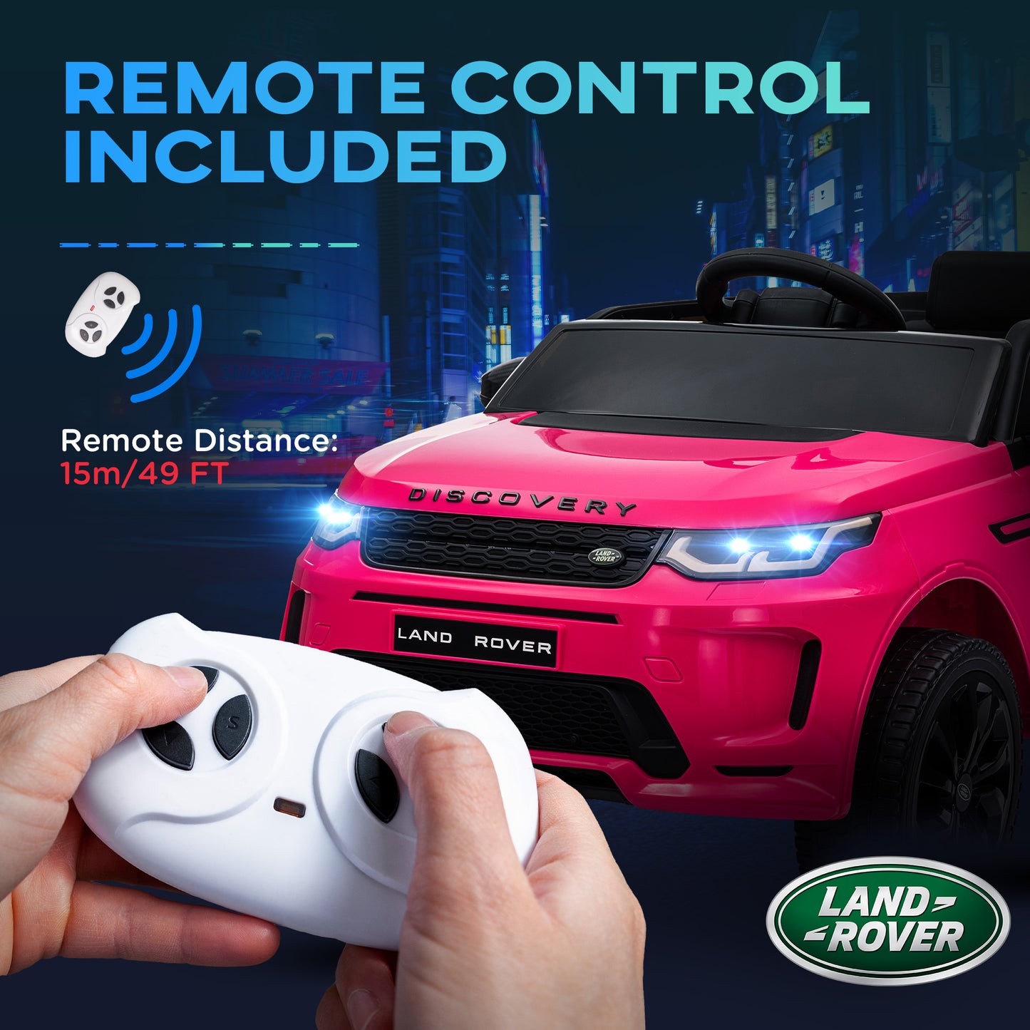 AIYAPLAY Land Rover Discovery Sport Licensed 12V Kids Ride on Car w/ Remote Control, Lights Music Horn, for 3-6 Years Pink