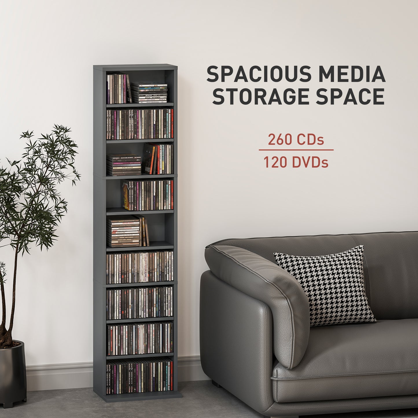 HOMCOM 260 CD/120 DVD Storage Unit - Grey