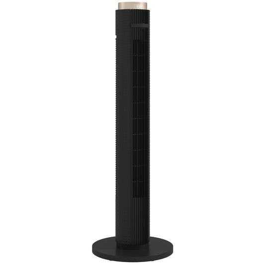 HOMCOM Tower Fan with WiFi App Control, Standing Floor Fan with 3 Speed 4 Modes, 12 Hour Timer and Night Light Black