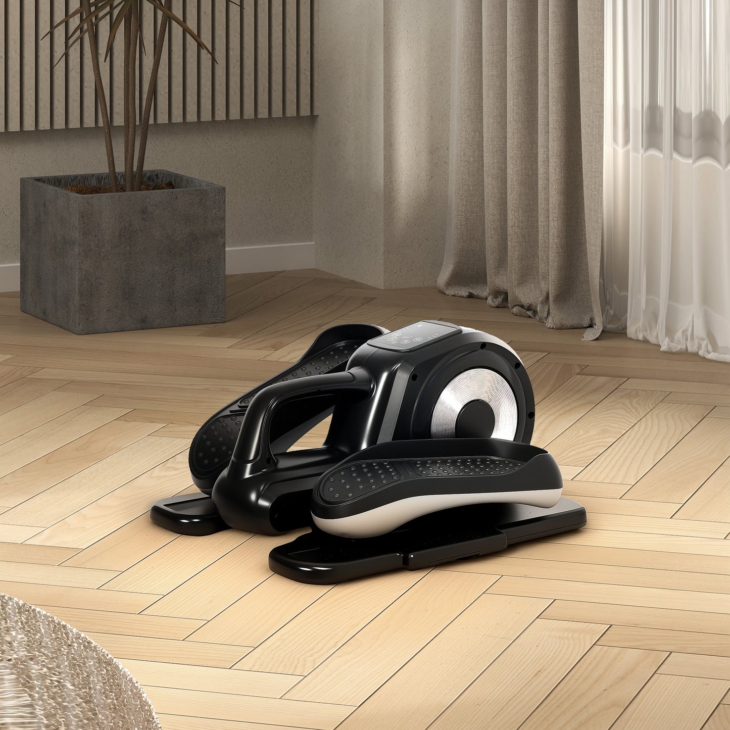 SPORTNOW Under Desk Elliptical, Pedal Exerciser with 12 Programs, LCD Monitor, Compact, Remote Control