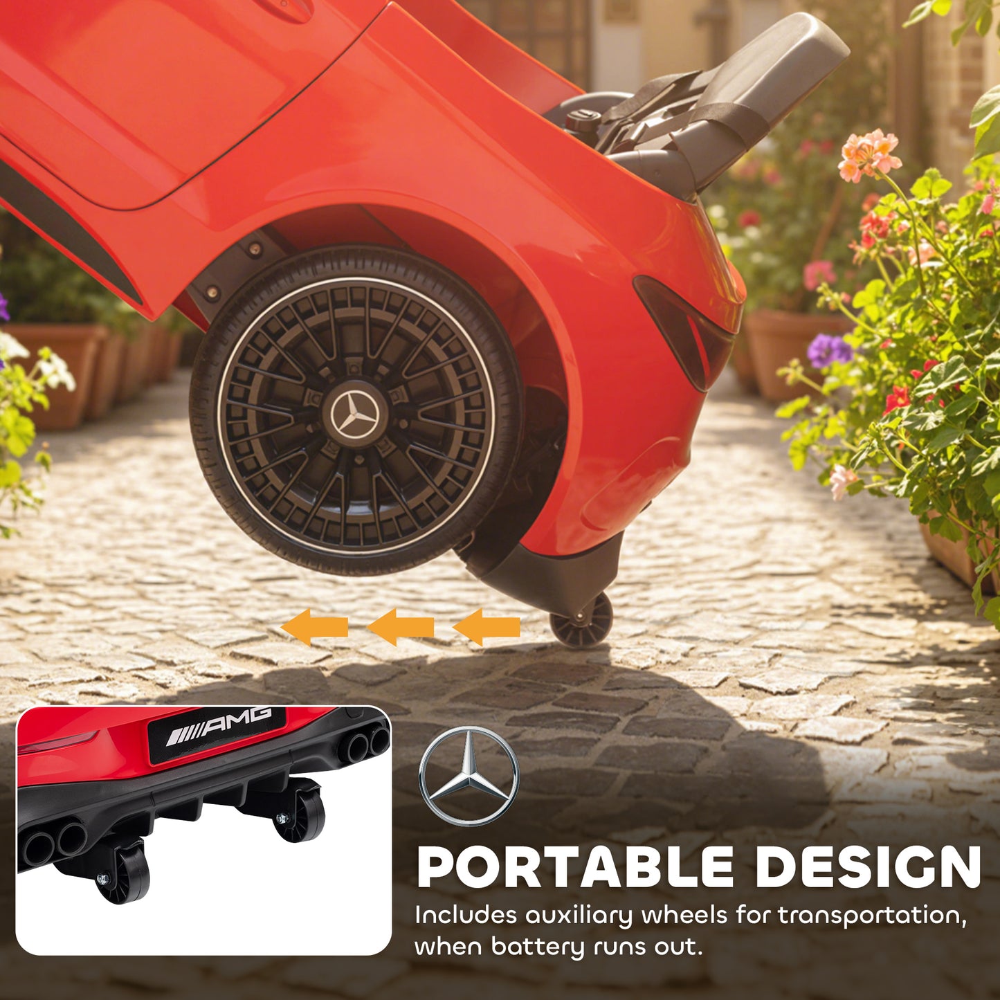 AIYAPLAY Licensed Mercedes AMG Kids Electric Car, 12V Ride On Car with Dual Motors, Remote Control for 3-6 Years, Red