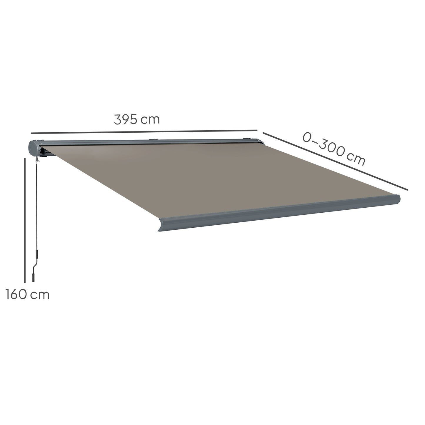 Outsunny Full Cassette Electric Awning with Remote, Aluminium Frame DIY Retractable Sun Shade Canopy, UPF50+, Light Grey
