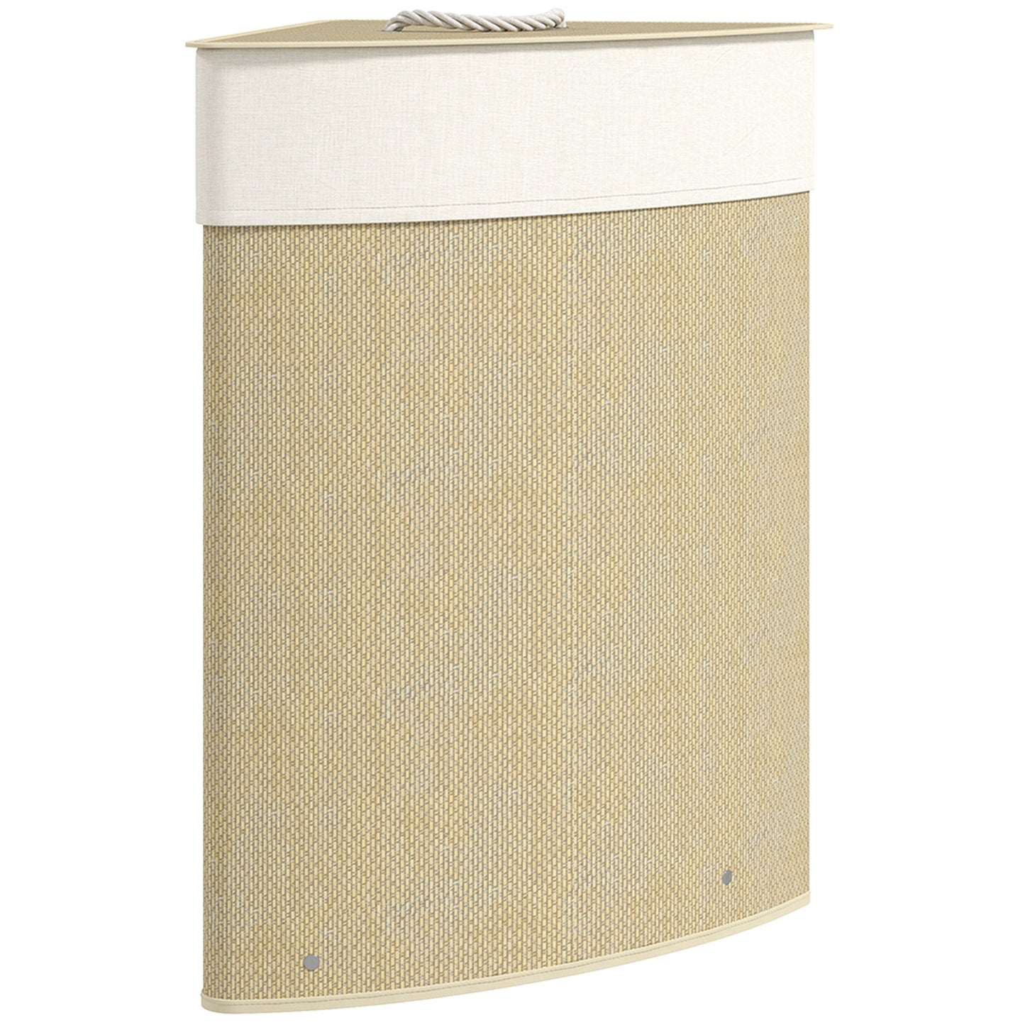 HOMCOM Bamboo Laundry Basket with Lid, 55L Corner Hamper, Removable Liner, Bathroom Triangle Basket, 35x35x60cm, Nature Wood Finish