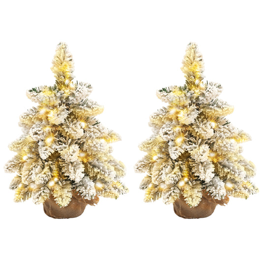 HOMCOM 1.5ft Mini Artificial Christmas Trees with Lights