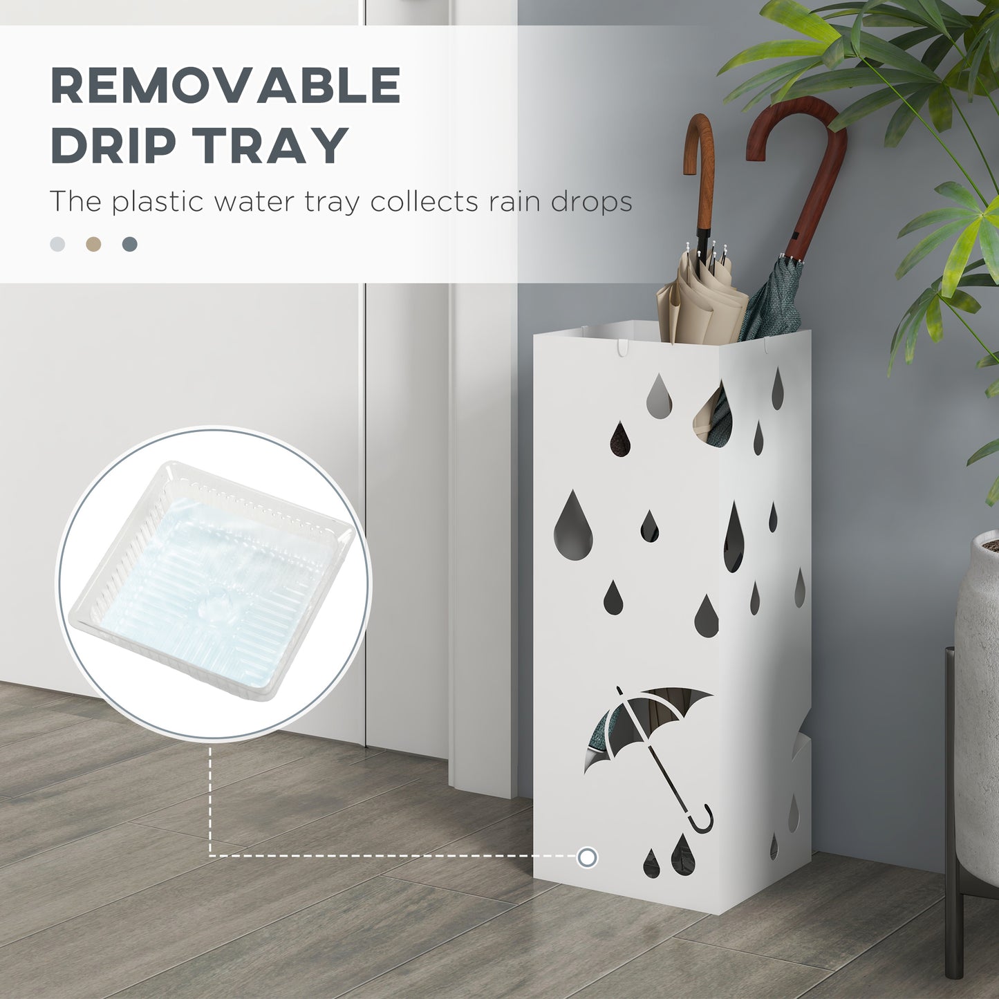 HOMCOM Six-Umbrella Steel Holder Stand - White