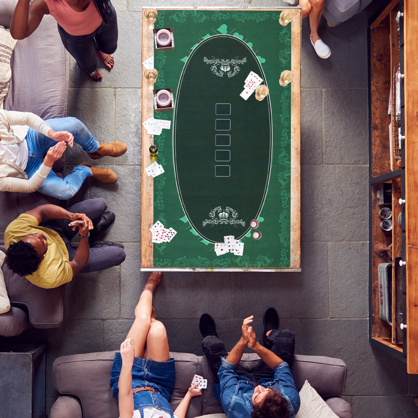 SPORTNOW Professional Texas Hold'em Poker Mat, 12 Player, Water-Resistant, Rubber with Felt Surface, Carry Bag, 239.3 x 115.5 cm, Green