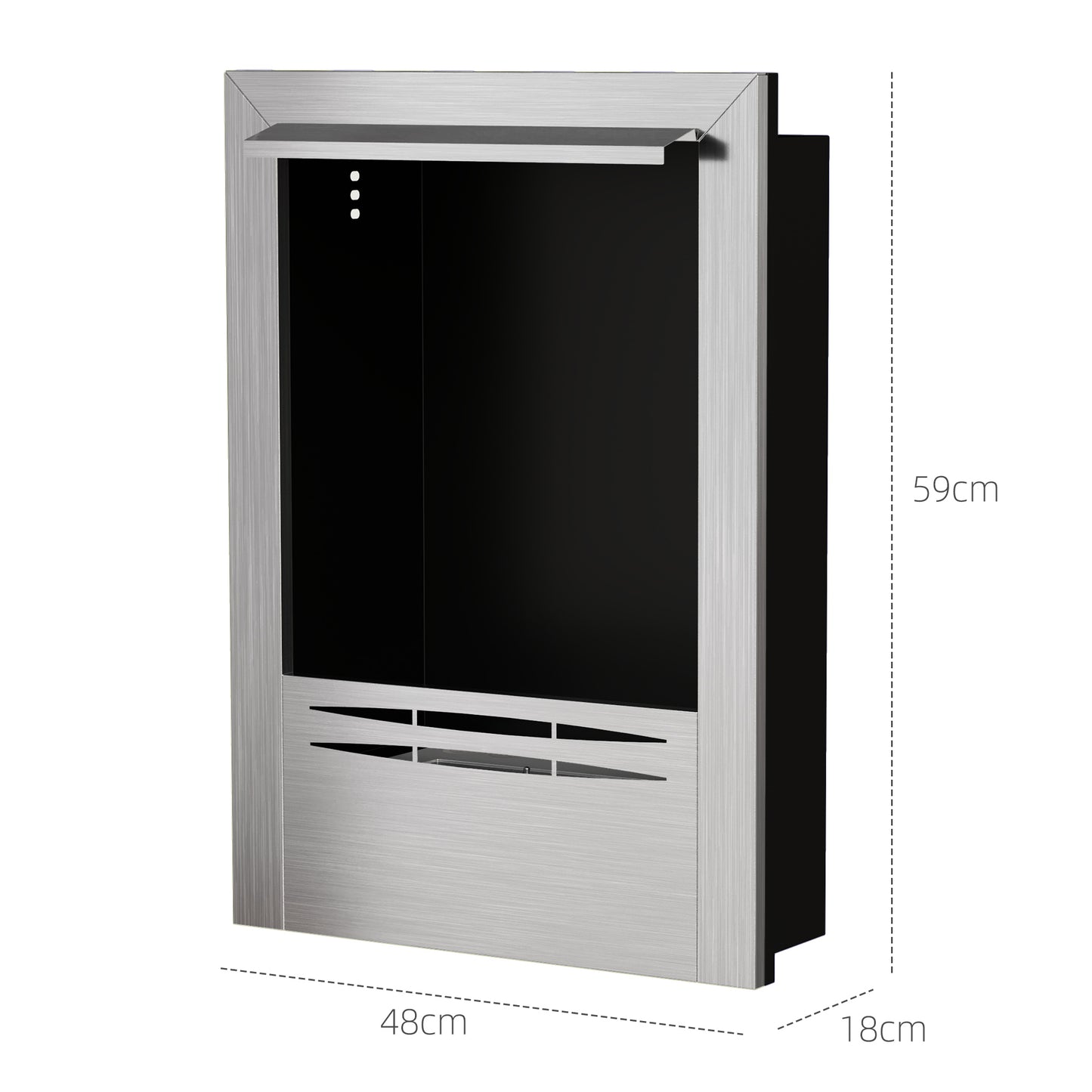 HOMCOM Stainless Steel Ethanol Fireplace Insert, Bioethanol Burner, 0.9L Volume, Silver