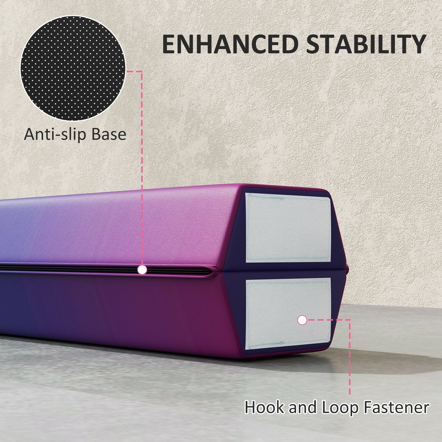 SPORTNOW Folding Gymnastics Beam, Anti-Slip Base, Kids Home Training, Blue/Pink