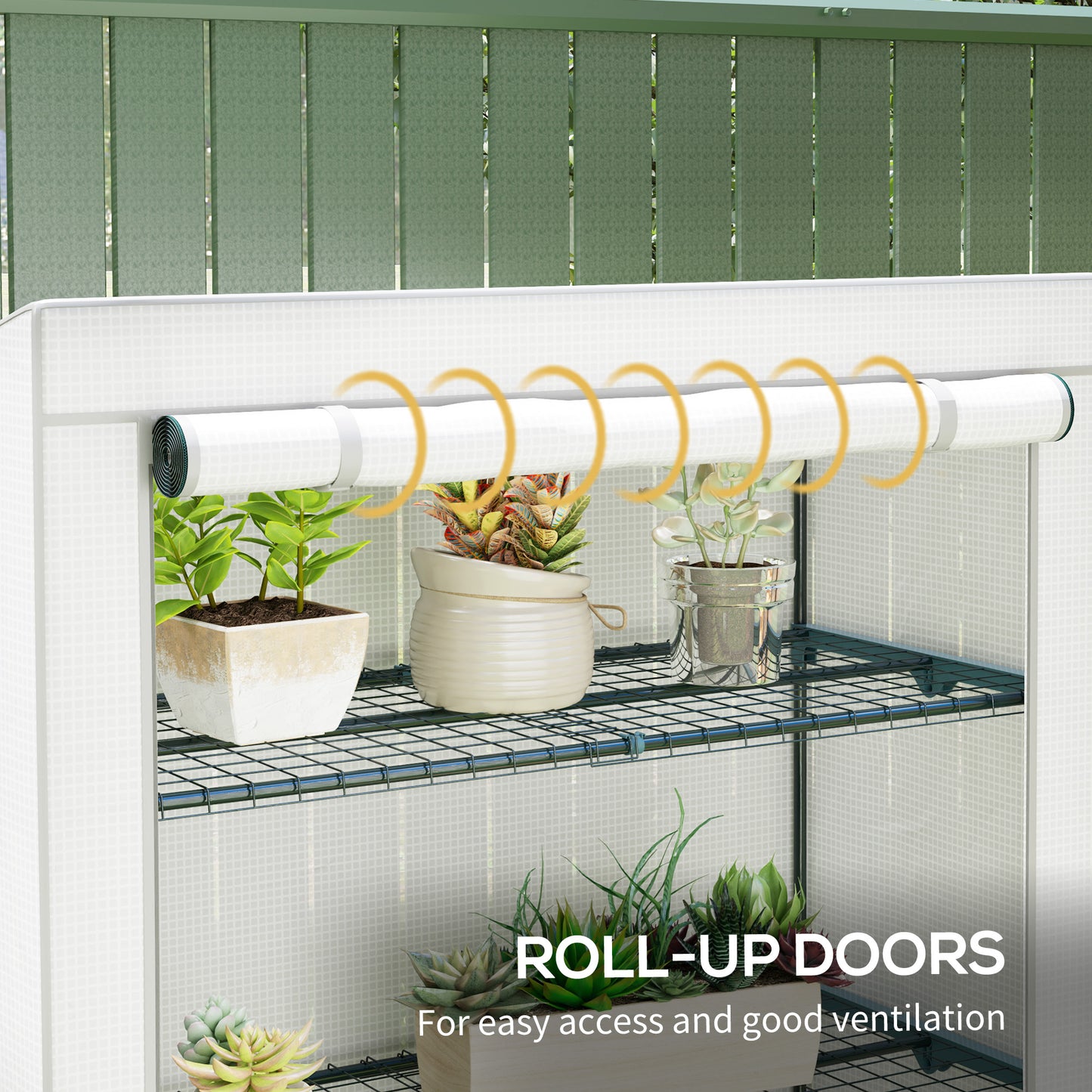 Outsunny 4 Tier Lean-to Mini Greenhouse, Reinforced PE Cover, Roll-Up Door, Grey