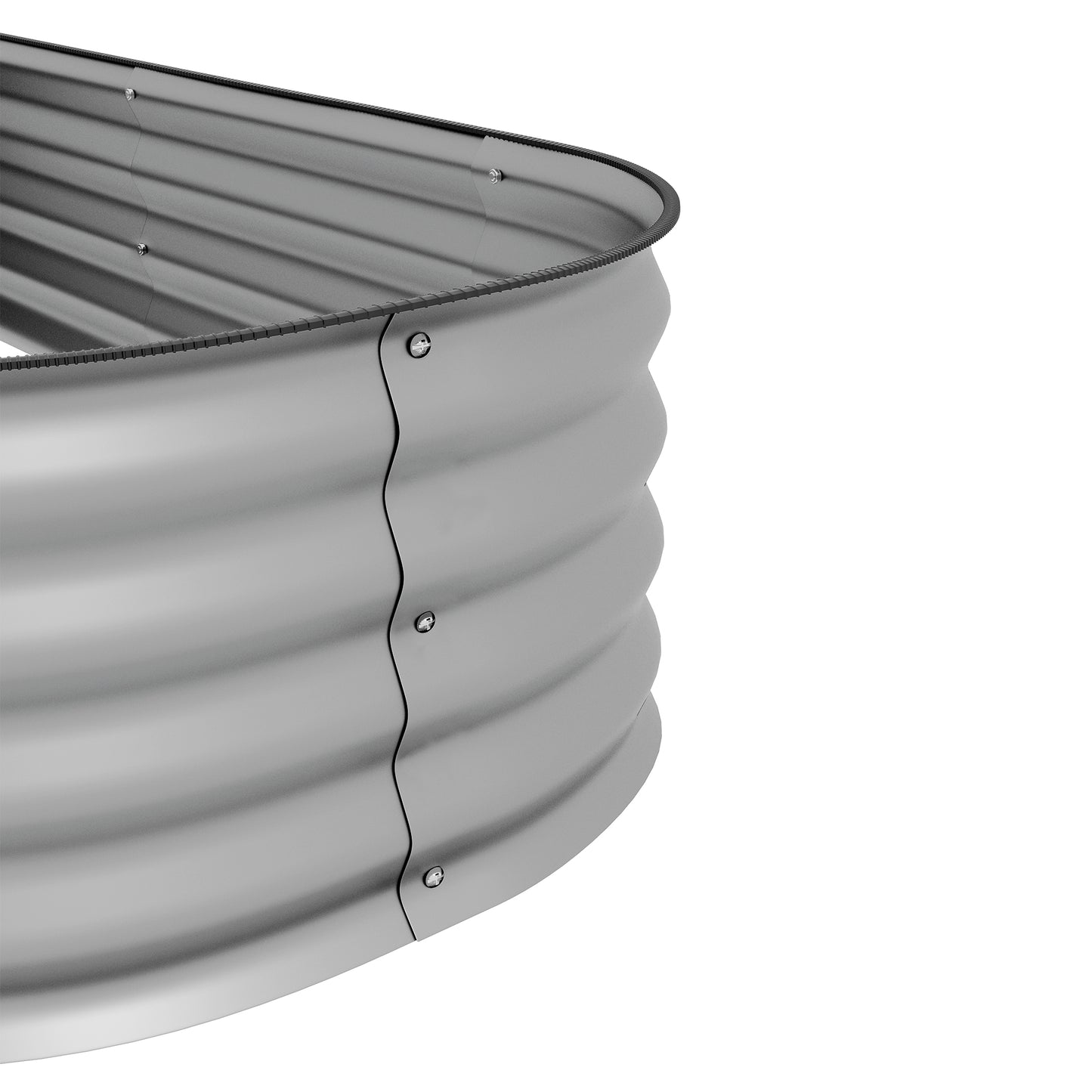 Outsunny Galvanised Raised Garden Bed, Metal Planter Box with Safety Edging, for Flowers, Herbs, Succulents, Silver