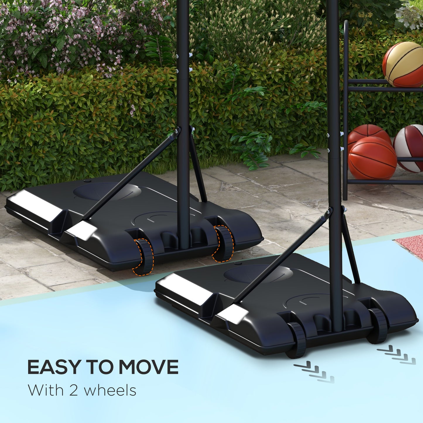 SPORTNOW Adjustable Basketball Stand Net System with Wheels Enlarged Base PE Backboard 179-209cm