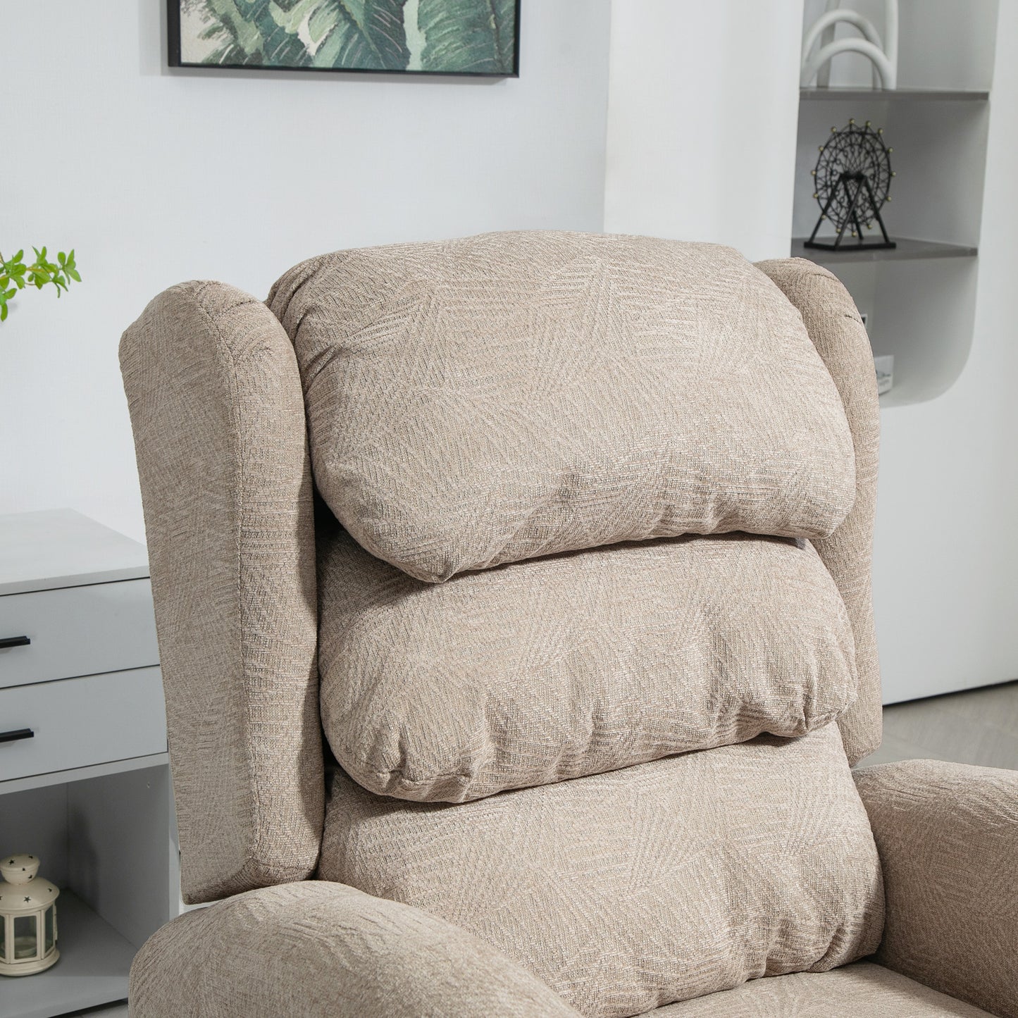 HOMCOM Power Lift Recliner Chair, Velvet Electric Armchair, Thick Back, Khaki