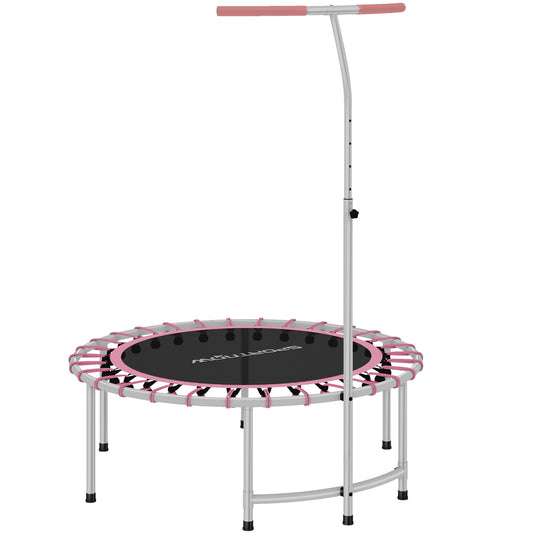 SPORTNOW 40" Fitness Trampoline, Mini Rebounder for Adults with 5-Level Adjustable Handle, Indoor Bungee, Max Load 100KG, Pink