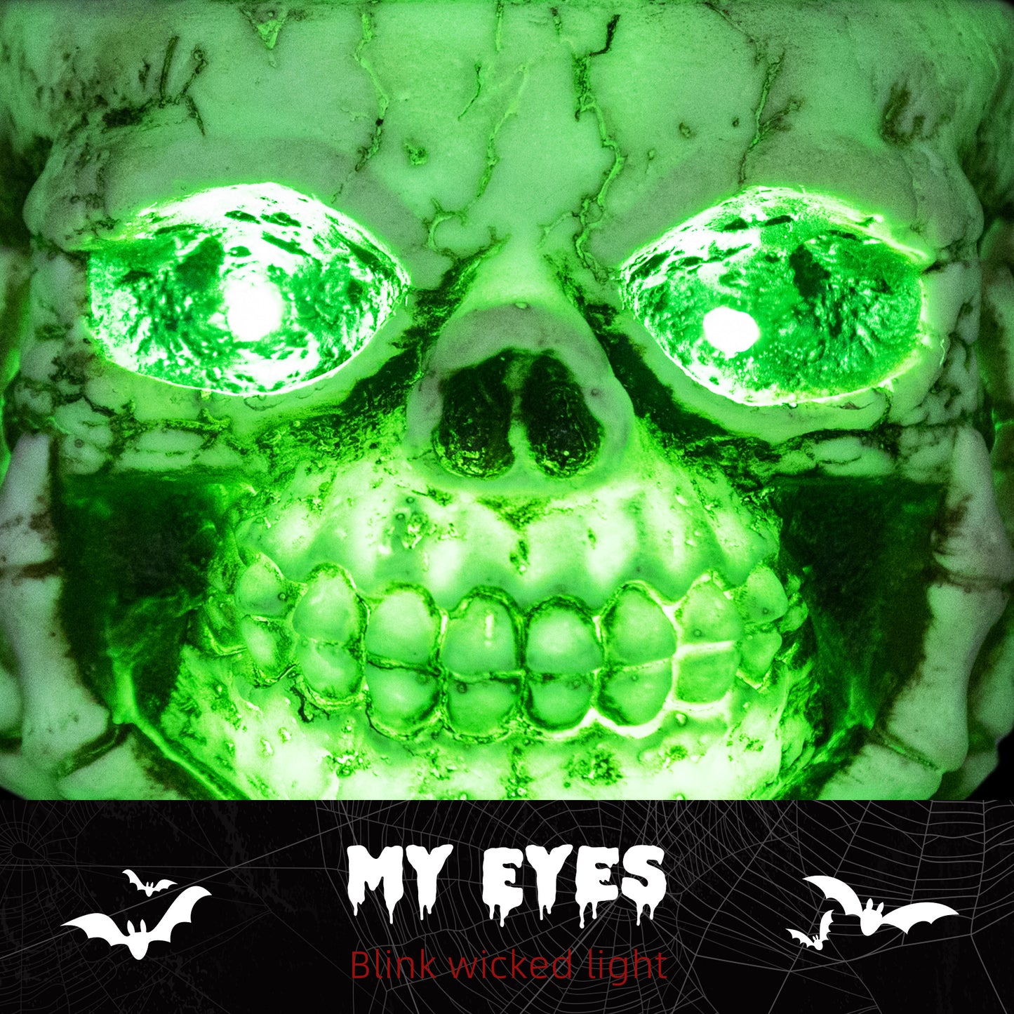 HOMCOM Skeleton Candy Bowl Halloween Prop with Sound Activation, Light-Up Eyes, Sound Effects for Haunted House, 14cm 5.5", Outdoor Decor - Black