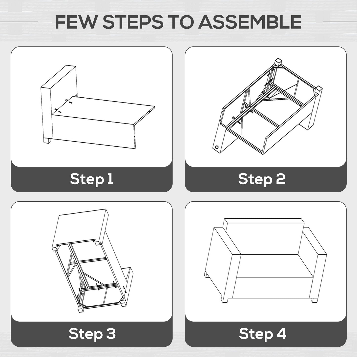 Outsunny 2 Seater Garden Furniture, Rattan Sofa with Soft Padded Cushion and Armrests, Wicker Garden Loveseat for Patio, Black