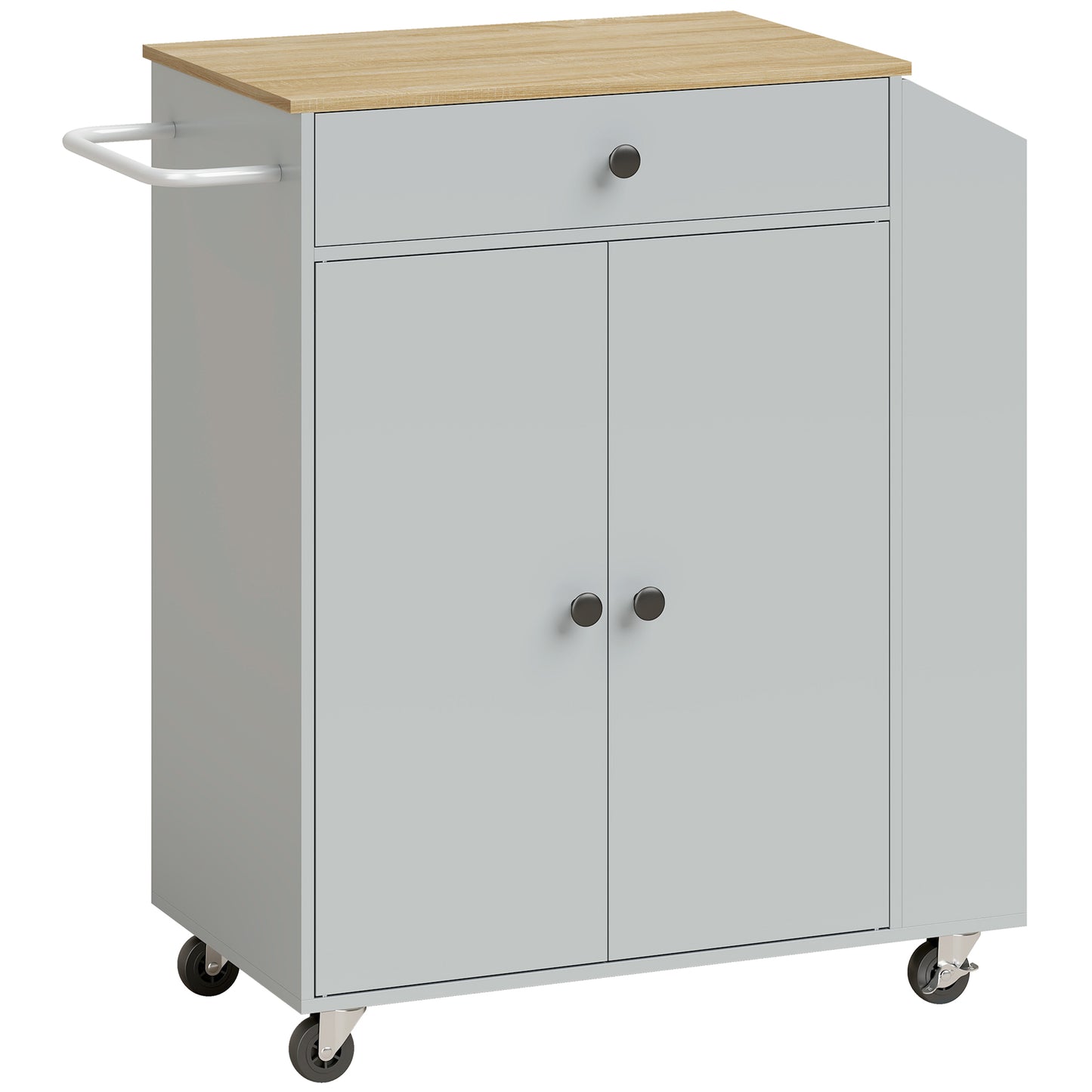 HOMCOM Rolling Kitchen Island with 3-Tier Spice Rack, Kitchen Storage Cart with Drawer and Towel Rack, Light Blue
