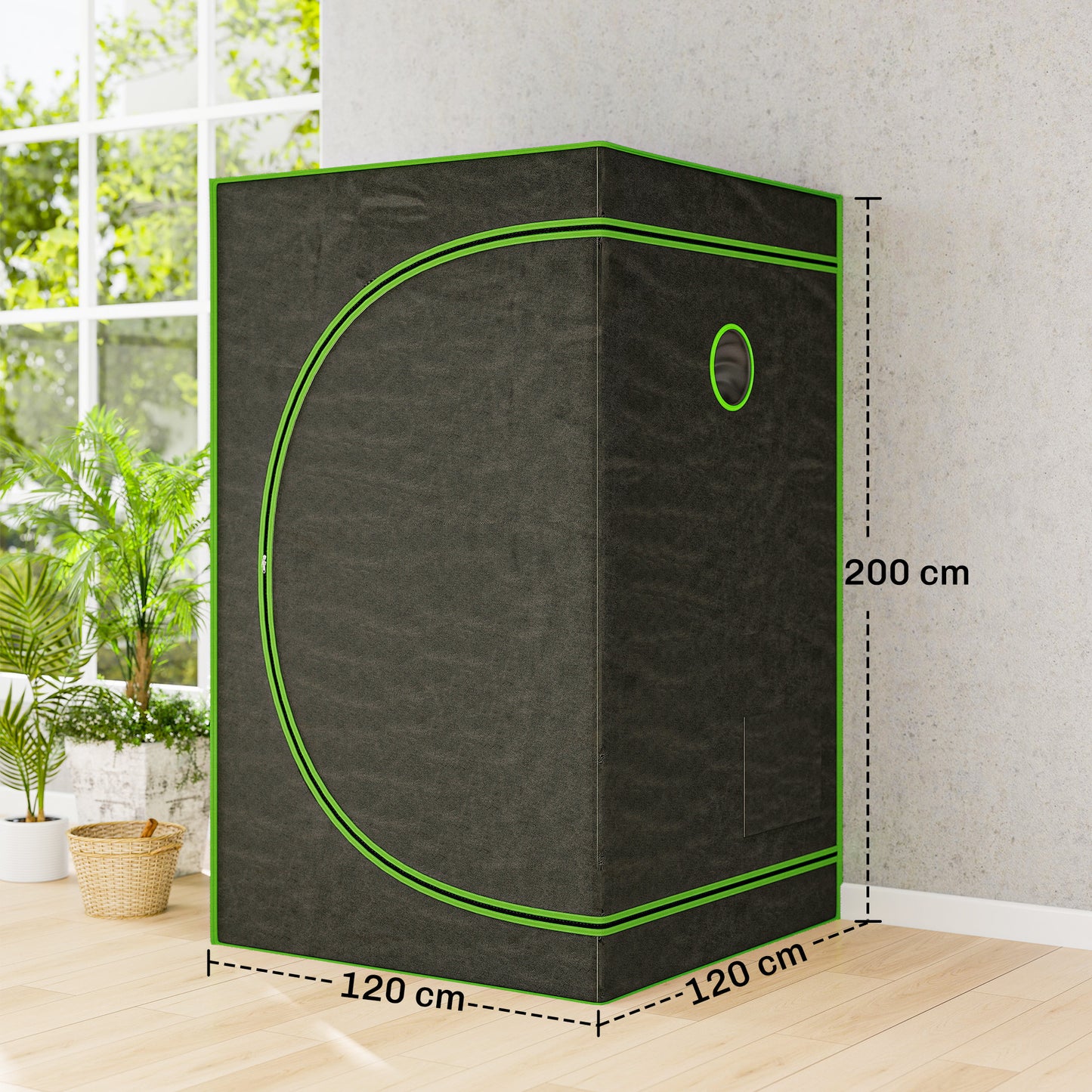 Outsunny Grow Tent 600D Mylar with Window Black 120x120x200cm