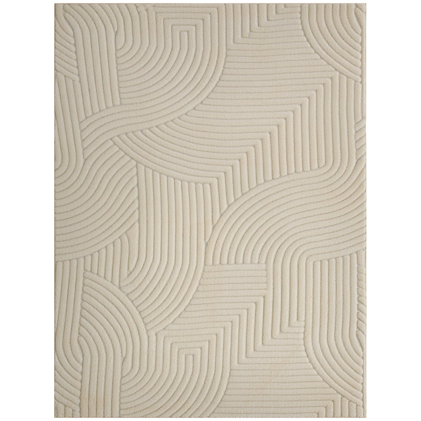 HOMCOM Modern Geometric Rug, Thick & Plush, Non-Slip, 160 x 120 cm – Cream, Living Room/Bedroom/Office