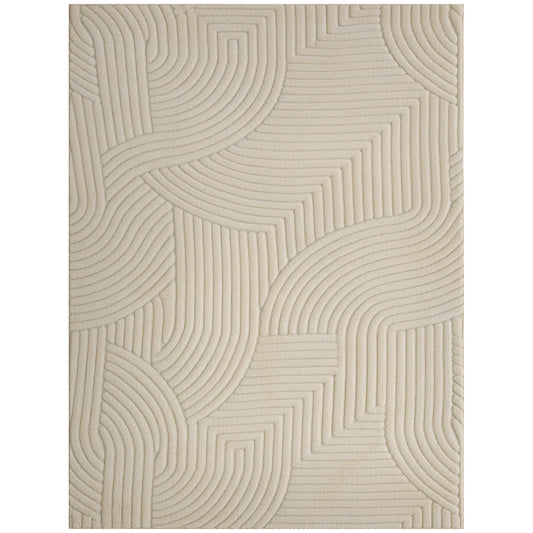 HOMCOM Modern Geometric Rug, Thick & Plush, Non-Slip, 160 x 120 cm – Cream, Living Room/Bedroom/Office