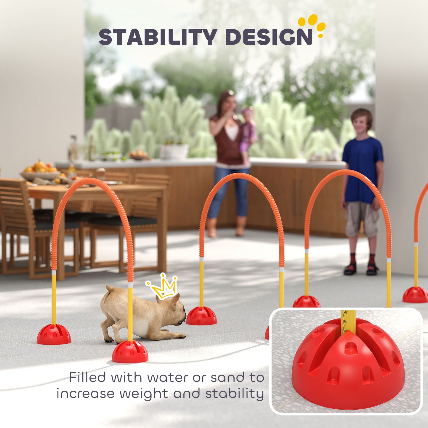 PawHut 5 Piece Dog Agility Training Equipment with 4 Adjustable Width Doors, Carry Bag, for Garden, Orange