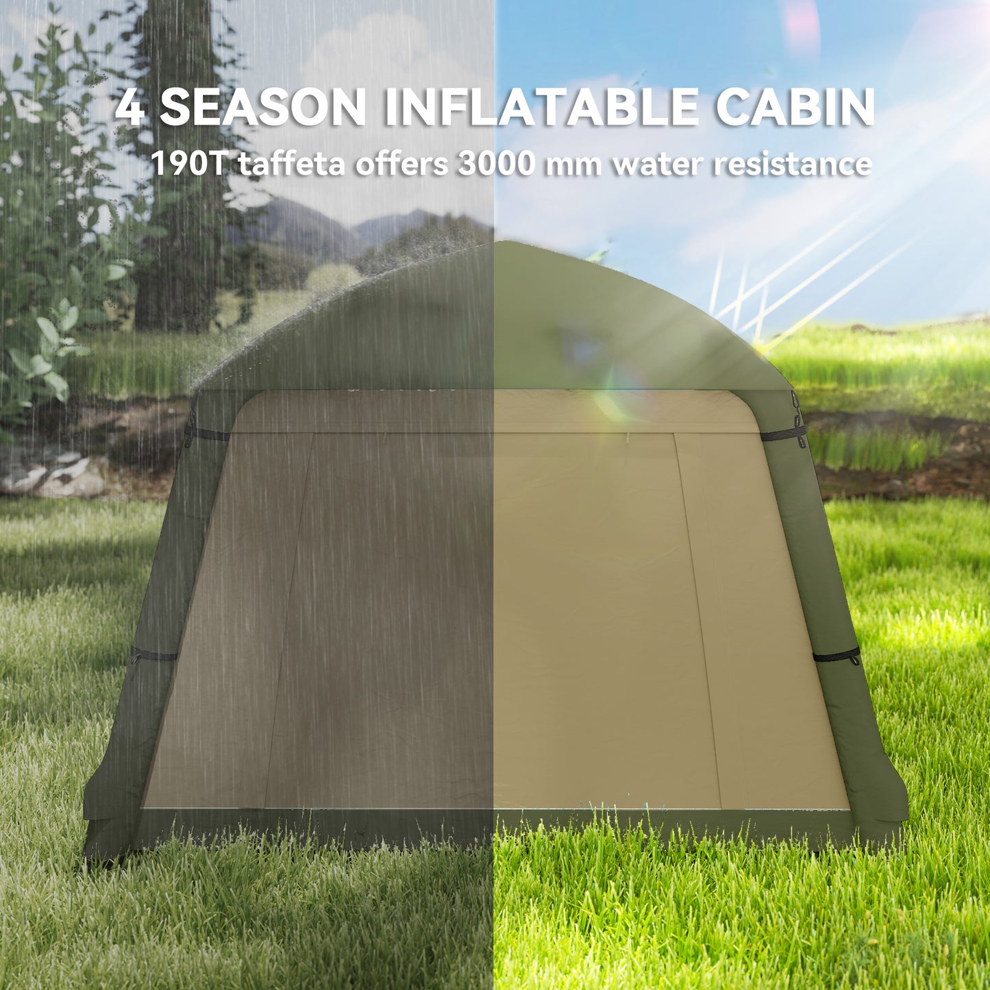 Outsunny Inflatable Camping Tent with Hand Pump, Easy Setup for 1-2 People, Waterproof and Windproof with Mesh Windows and Carry Bag, Brown