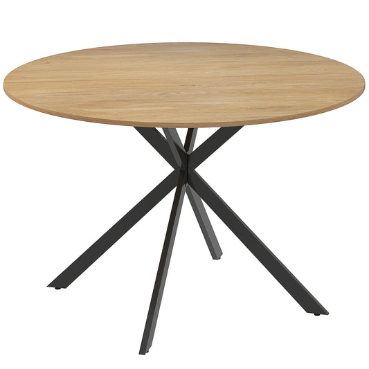 HOMCOM Dining Table for 4, 120 cm Industrial Kitchen Table with Wood Effect Tabletop and Steel Legs, Oak