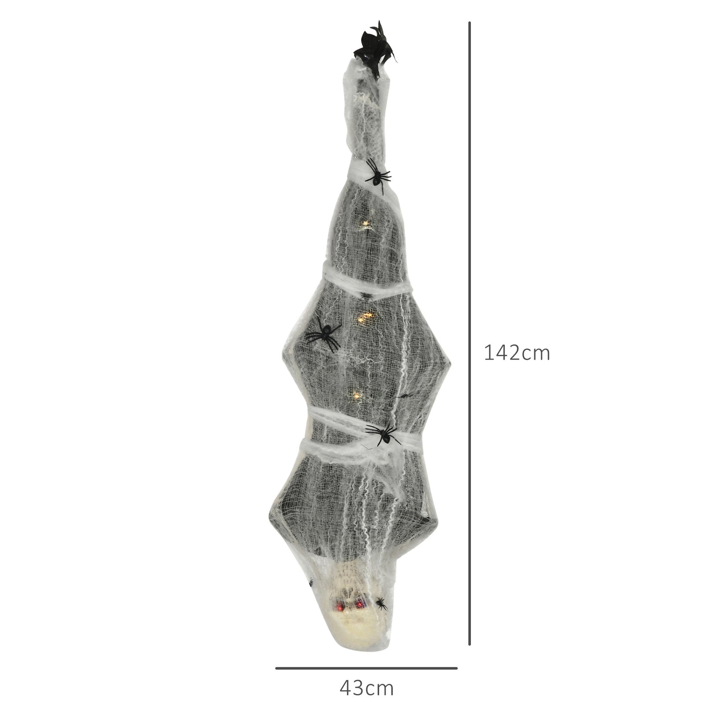 HOMCOM 4.7ft Outdoor Halloween Hanging Mummy with Sound, Motion Activation, Light-Up Eyes, Posable Arms, Moving Body, Spider Web - Life Size, White