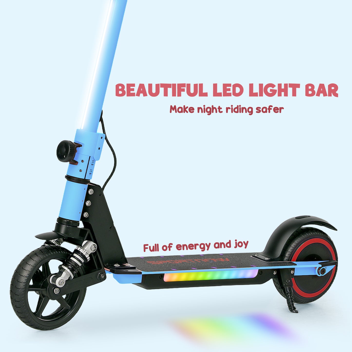SPORTNOW Folding Electric Scooter for Kids 6-14, Dual Brakes, LED Lights, 6.8kg, 14 KM/H & 6 KM, Blue