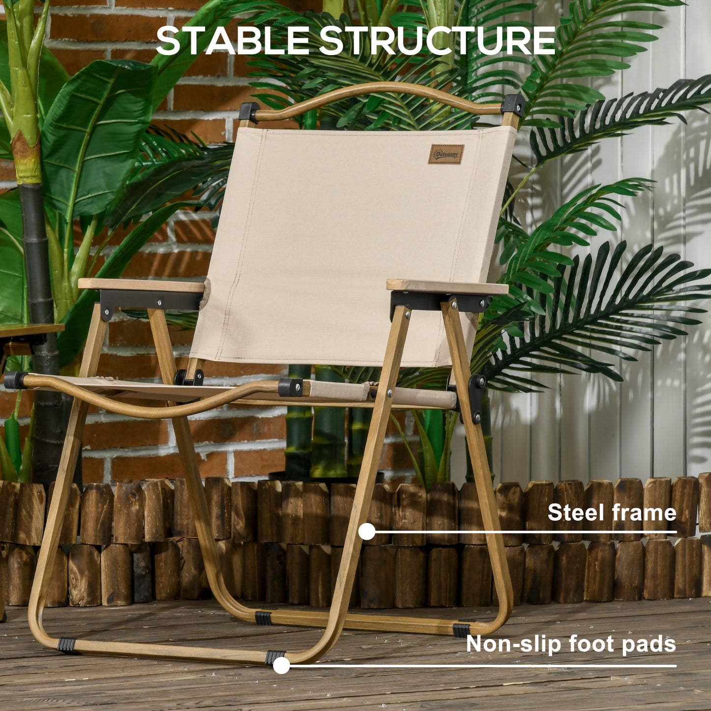 Outsunny Camping Chair for Adults, Lightweight Folding Chair, Portable Chair for Camping, Fishing, Beach and Outdoor Travel, Khaki