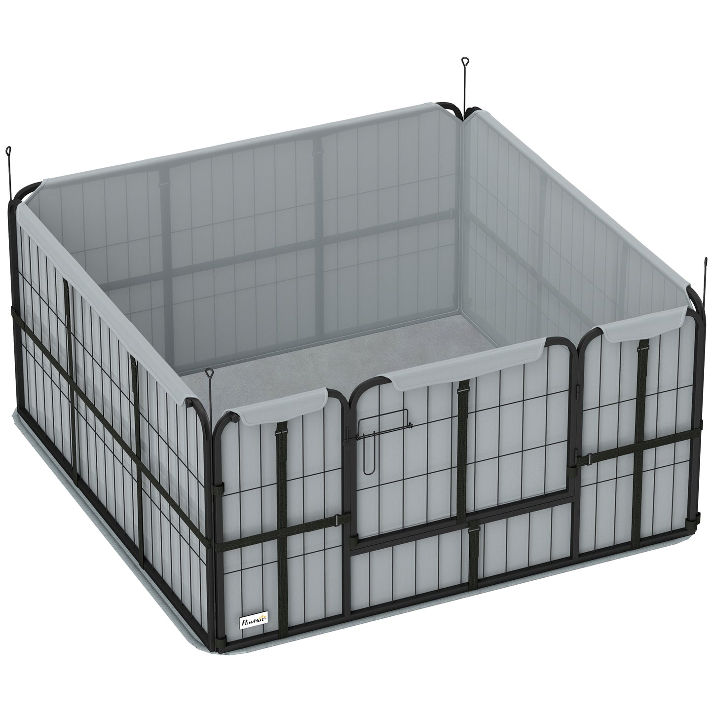 PawHut Steel Dog Whelping Box with Washable Whelping Pad, Wind-Resistant Cloth, for Small, Medium Dogs, 122 x 122 x 60cm