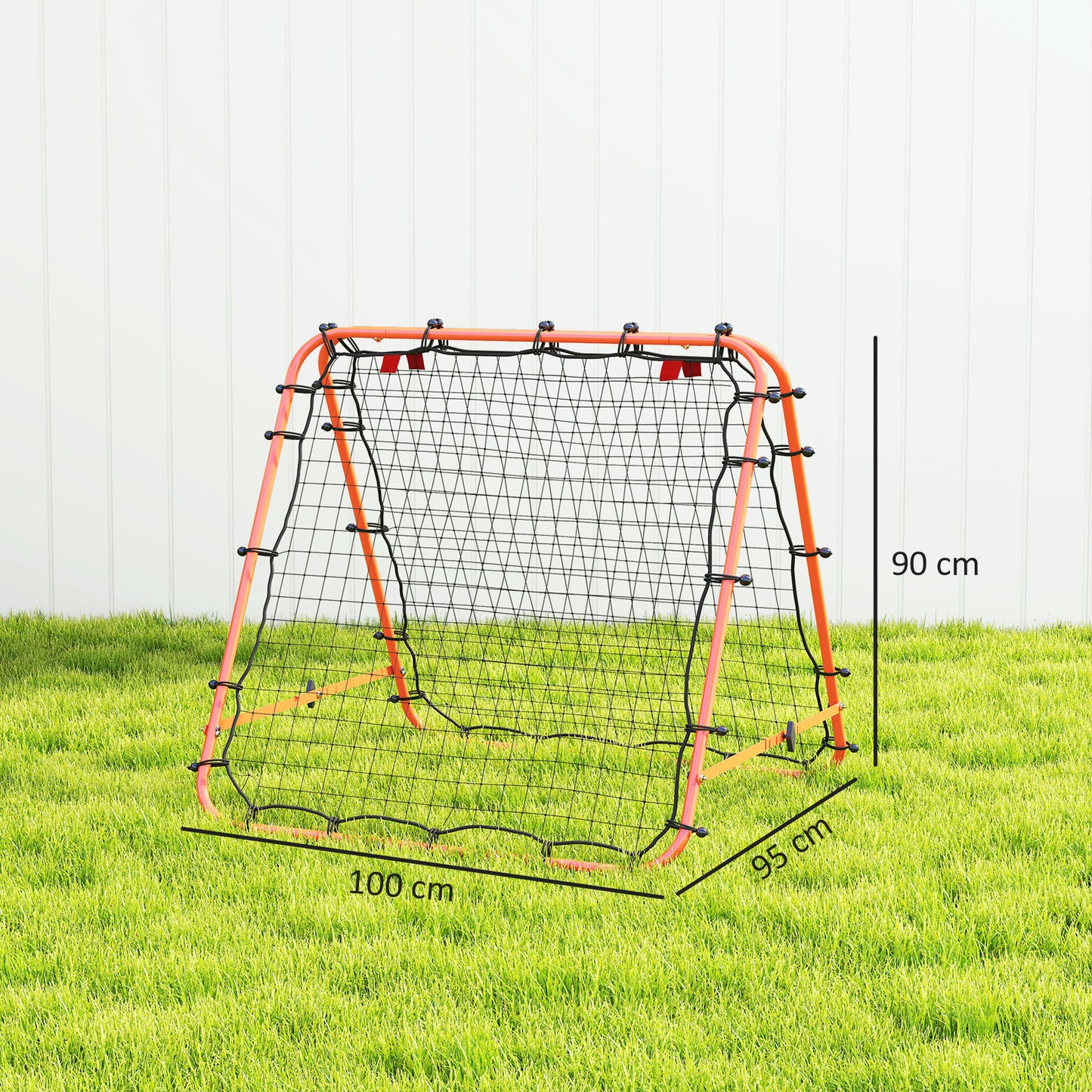 HOMCOM Double Sided Football Rebounder Net, Football Rebound Goal with Five Adjustable Angles, Orange