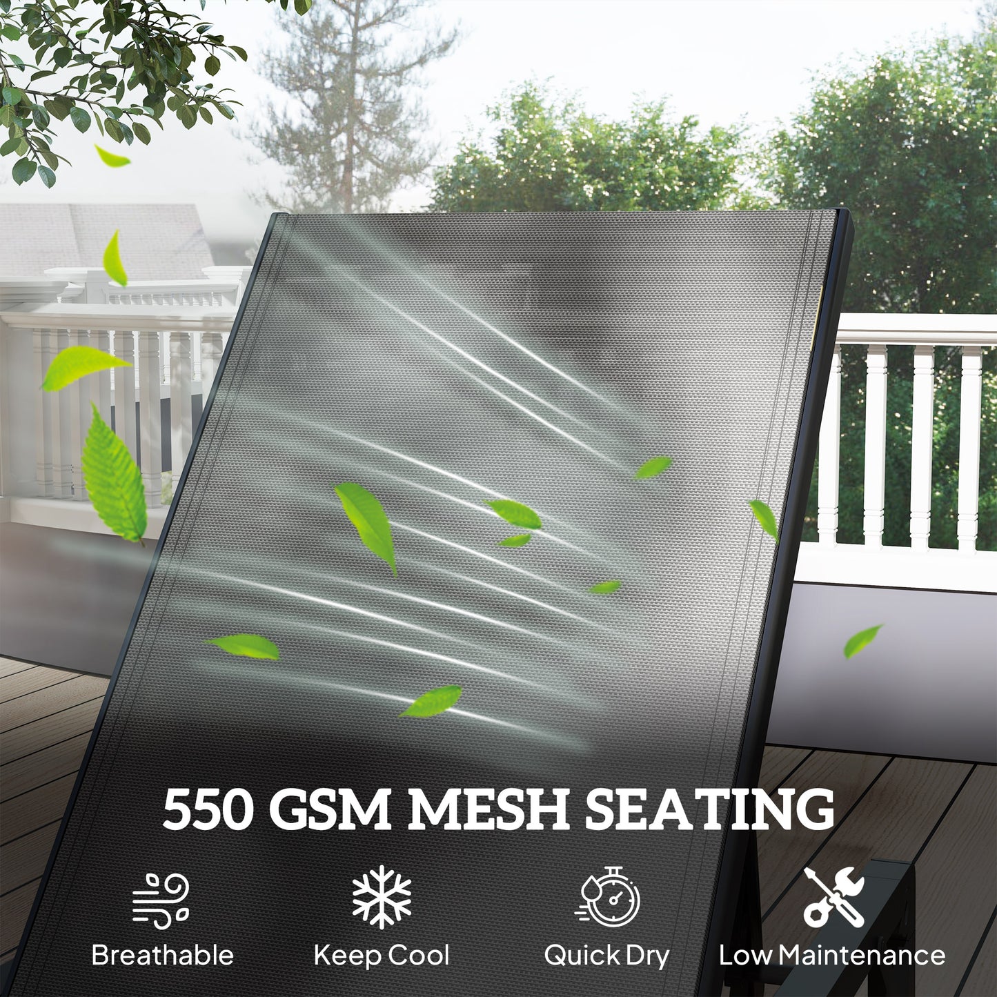 Outsunny Folding Sun Lounger, 5-Position Adjustable Garden Chaise Sunbed, Steel Frame Reclining Chair for Beach, Patio, Camping, Light Grey