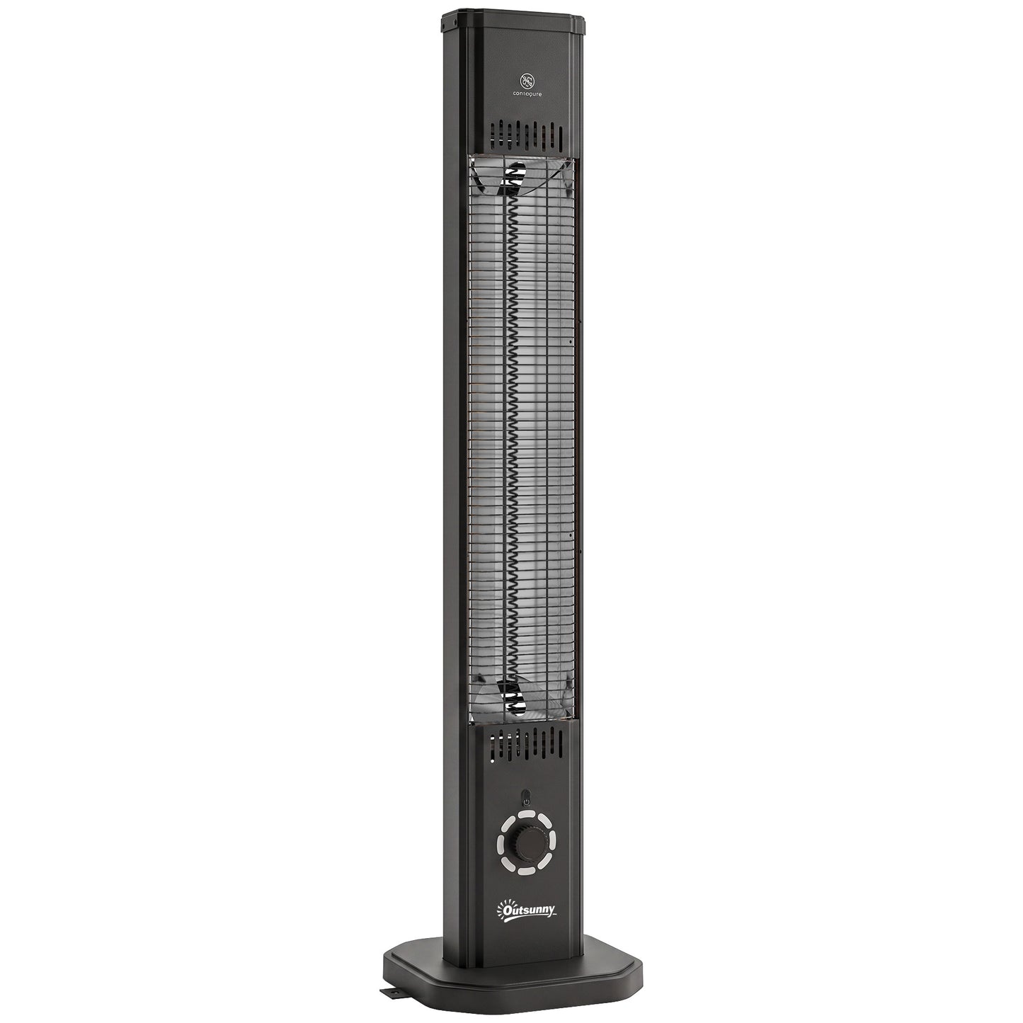 Outsunny 2000 W Electric Infrared Patio Heater with Cover, Free Standing/Wall Mounted IP65 Outdoor Garden Heater, Black