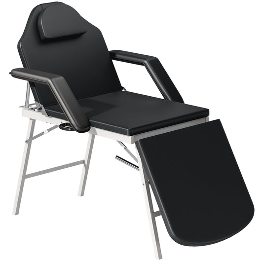 HOMCOM Portable Massage Table, 3-Section Adjustable Beauty Bed, Foldable with Face Hole, Removable Headrest & Armrests for Spa, Lash, Tattoo, Black