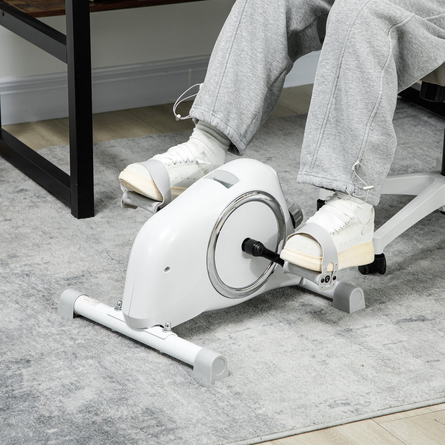 SPORTNOW Mini Exercise Bike with 8-Level Magnetic Resistance & LCD, Portable Under Desk Arm & Leg Workout, White