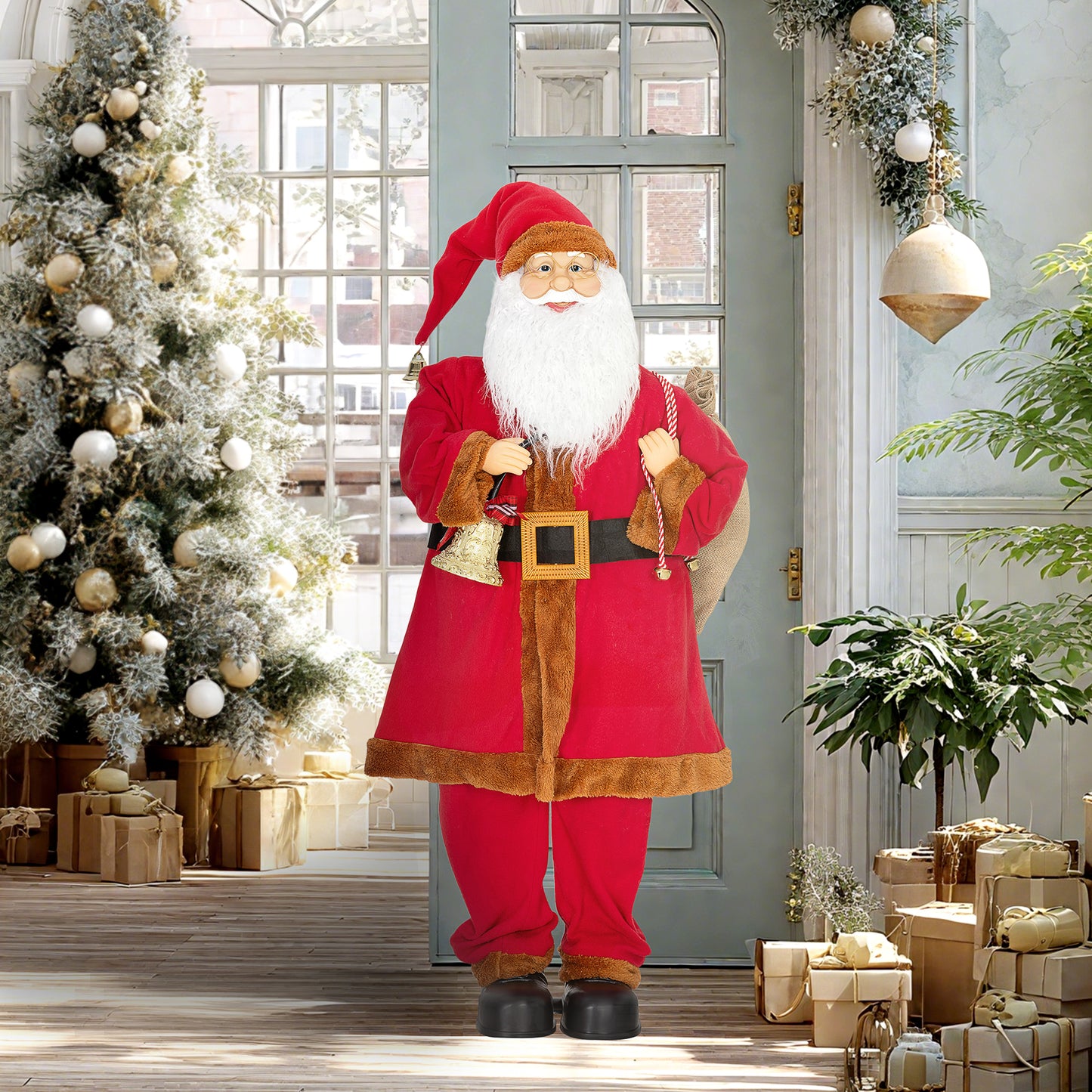 HOMCOM Singing and Dancing Santa Claus with Bell and Sack