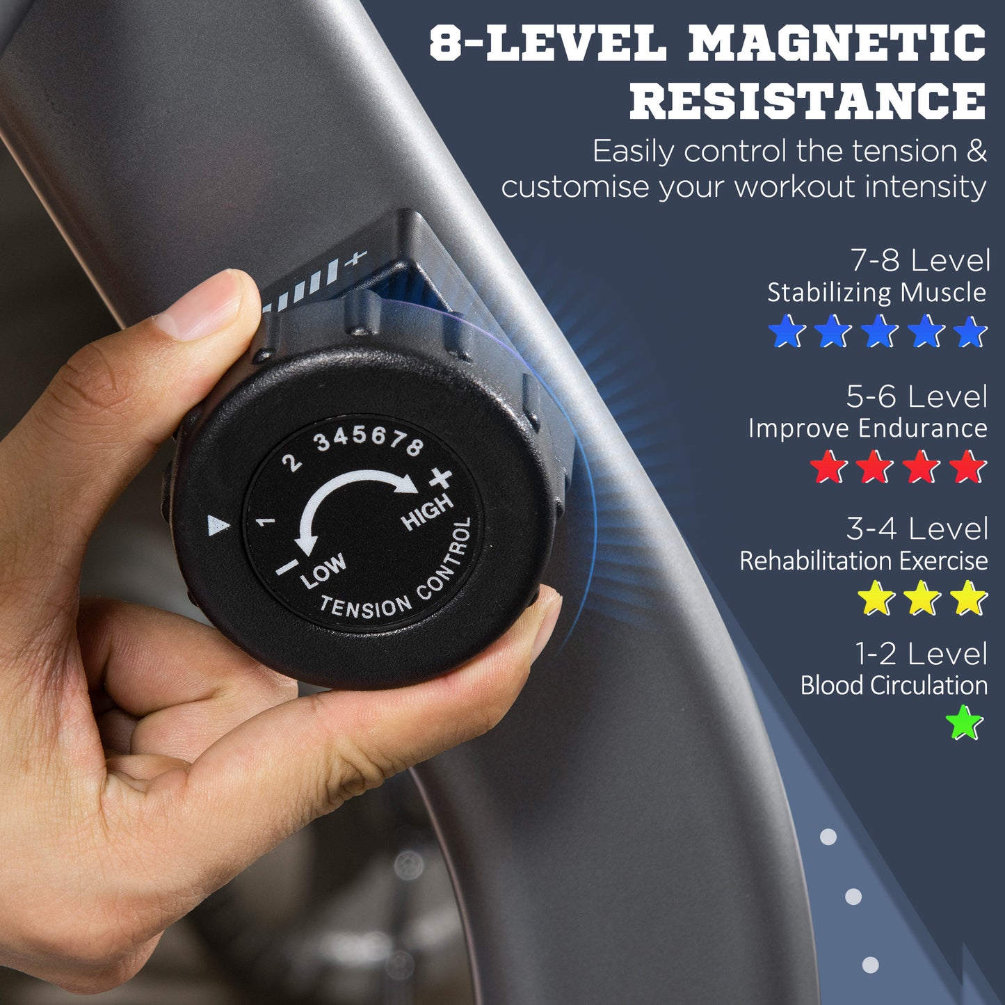 HOMCOM Exercise Bike, LCD Display, 8-Level Magnetic Resistance, Adjustable Seat/Backrest, Indoor Cycling Equipment for Home Gym, Black