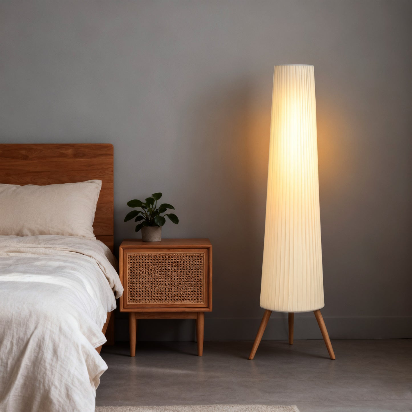 HOMCOM Dimmable Tripod Floor Lamp with Foot Switch, 153cm, White