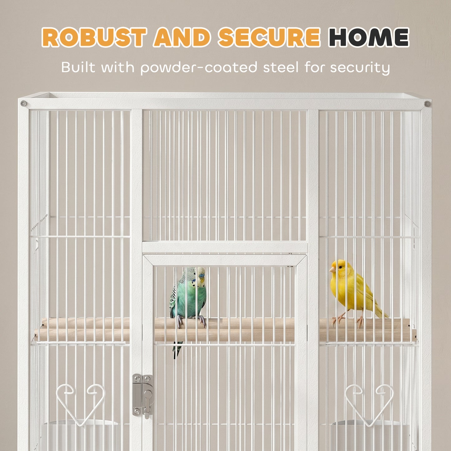 PawHut Bird Cage Detachable with Rolling Stand Parrot Cage with Storag ...