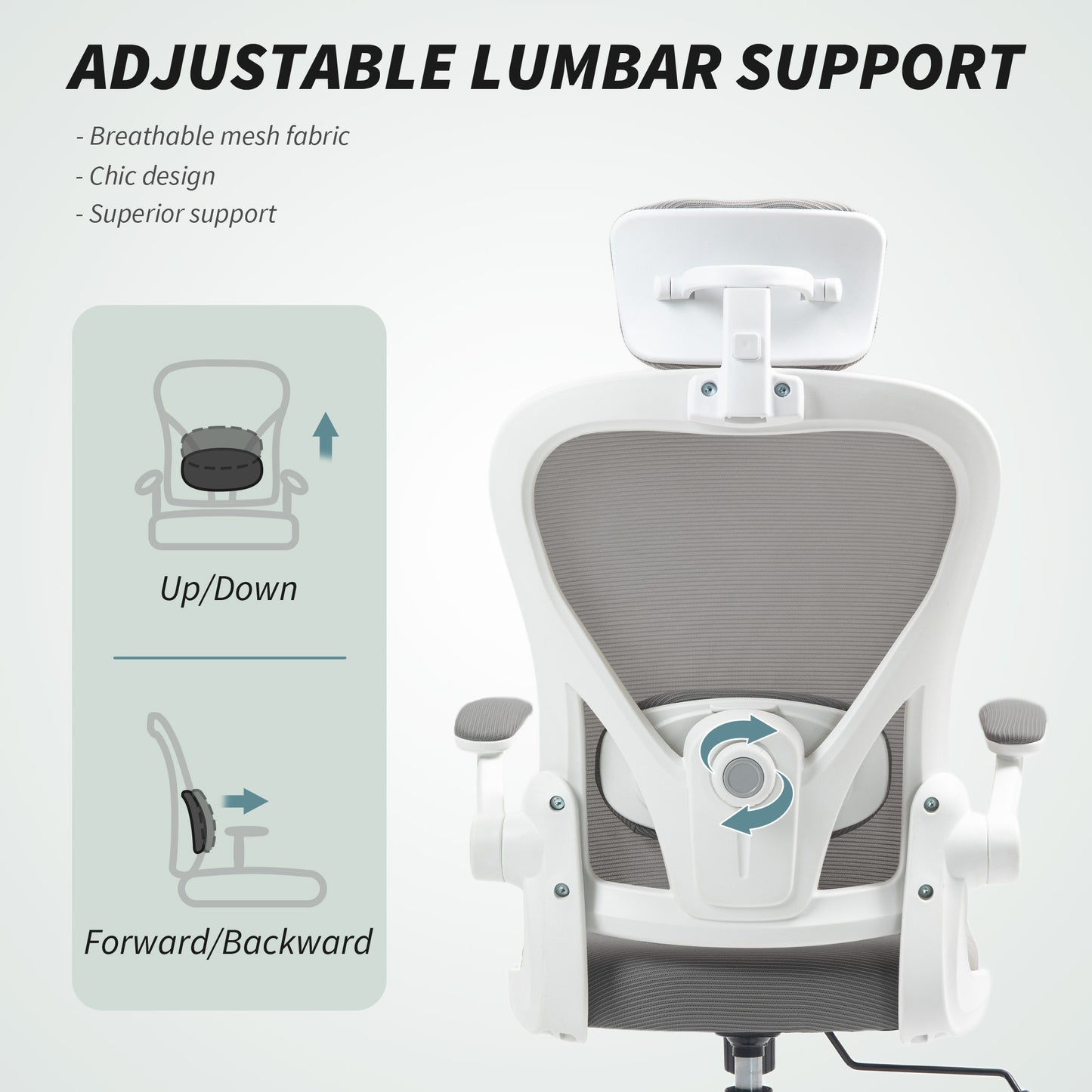 HOMCOM Executive Office Chair, High Back, Adjustable Lumbar Support, Grey