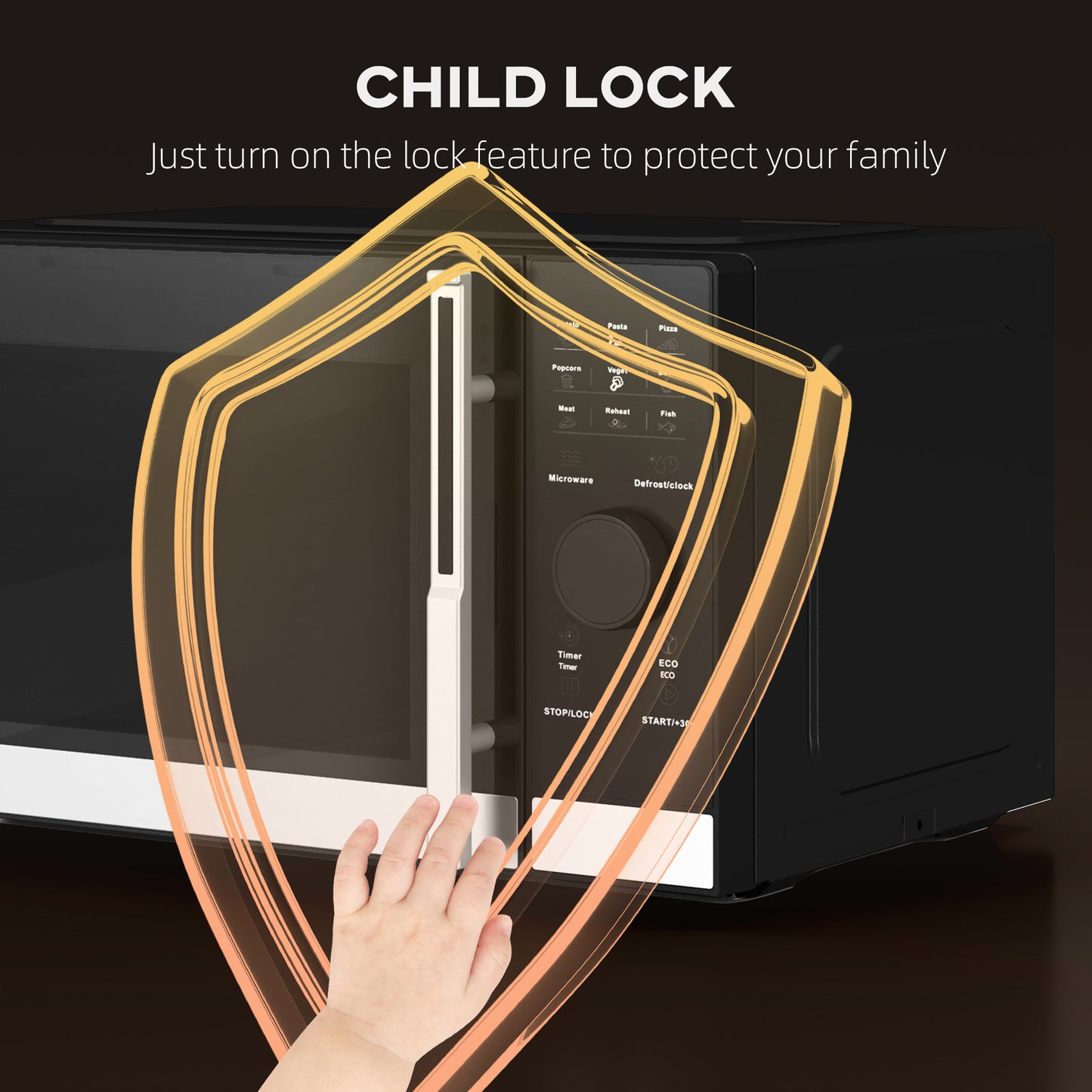 HOMCOM 23L 800W Digital Solo Microwave, 10 Power Levels, Auto Defrost, 8 Cook Menus, Timer, Black