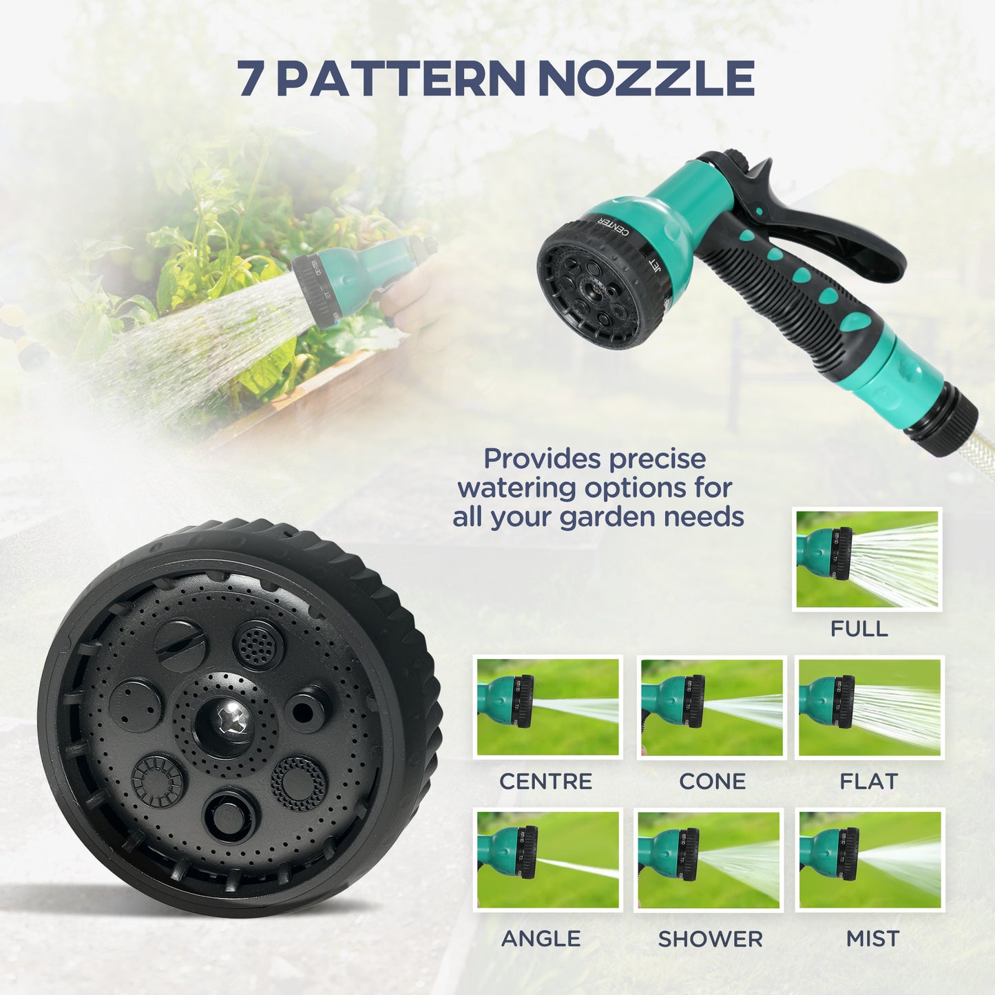 Outsunny Wall-Mounted Hose Reel 30+2m Auto Rewind Green