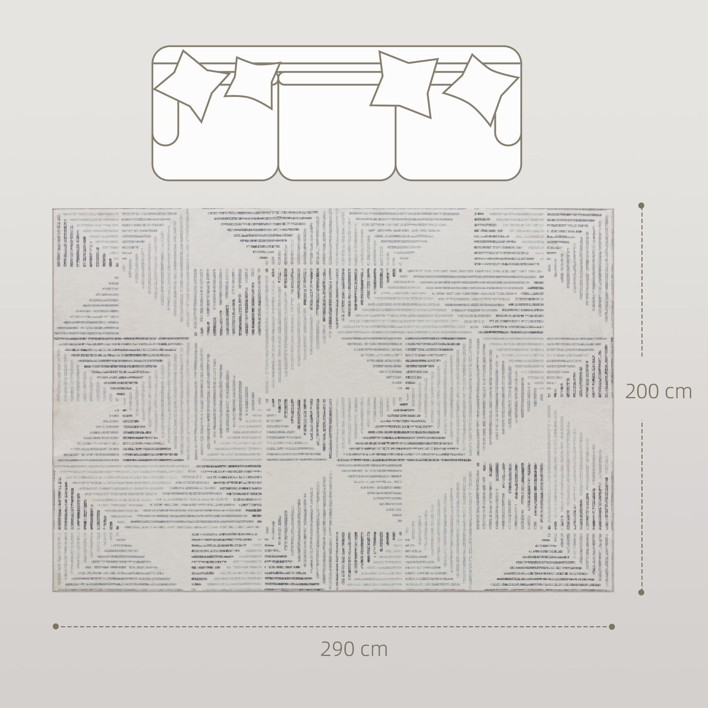 HOMCOM Modern Non-Slip Washable Geometric Area Rug, Soft Carpet for Living Room, Bedroom, Dining Room, Office, 290x200cm, Grey