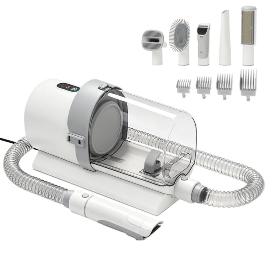 PawHut Dog Grooming Kit with 10Kpa Vacuum, 2.5L Dog Vacuum Groomer & Clipper, 5 in 1 Pet Grooming Kit, Low Noise 65dB