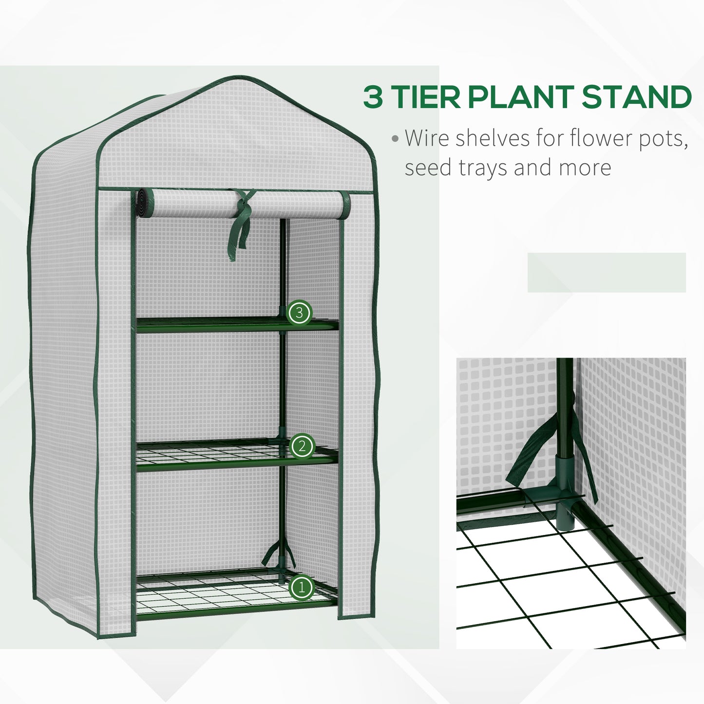 Outsunny Three-Tier Mini Greenhouse - White