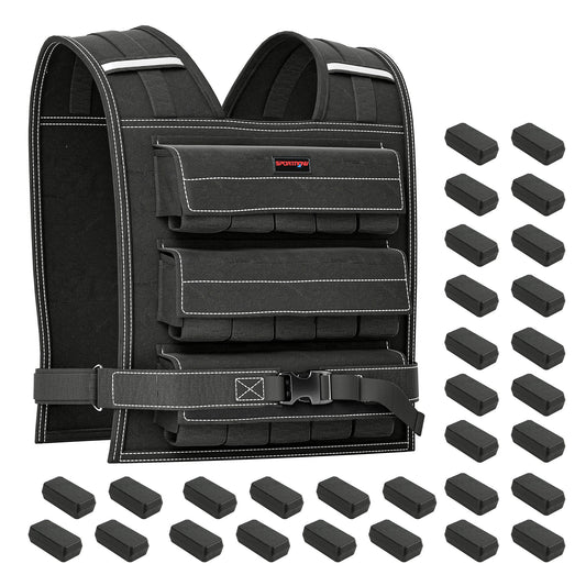 SPORTNOW 30KG Adjustable Weighted Vest, Weight Vest with 30 Metal Weights