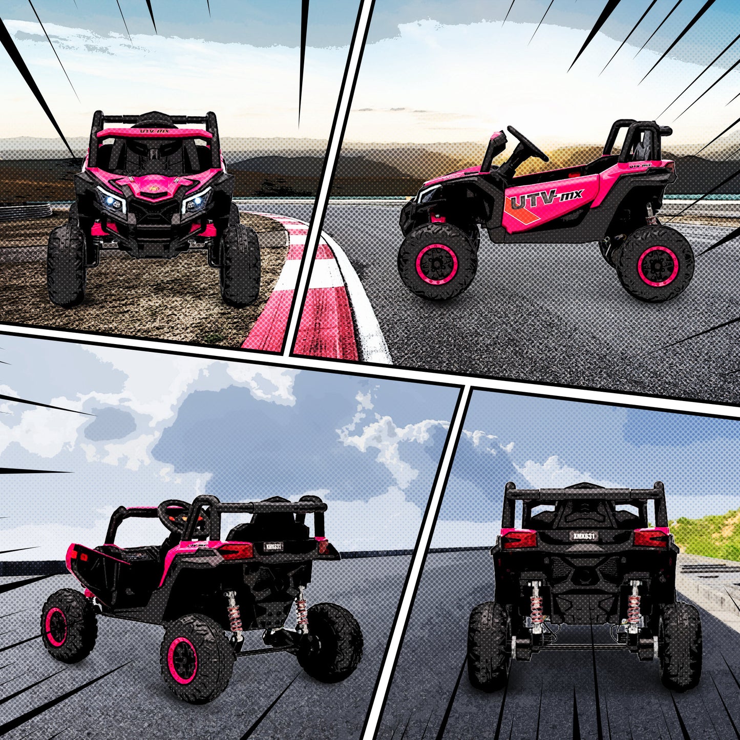 AIYAPLAY 12V Kids Ride On Car with Remote Control, Kids Electric Car with Suspension System, Music, for Kids 3-5 Years, Pink