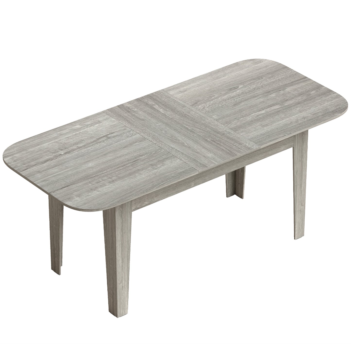 HOMCOM Extendable Oval Dining Table for 4-6, Farmhouse Expandable Kitchen Table, Round Edges, Grey Wood Effect